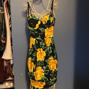 Forever 21 black, yellow, green floral dress